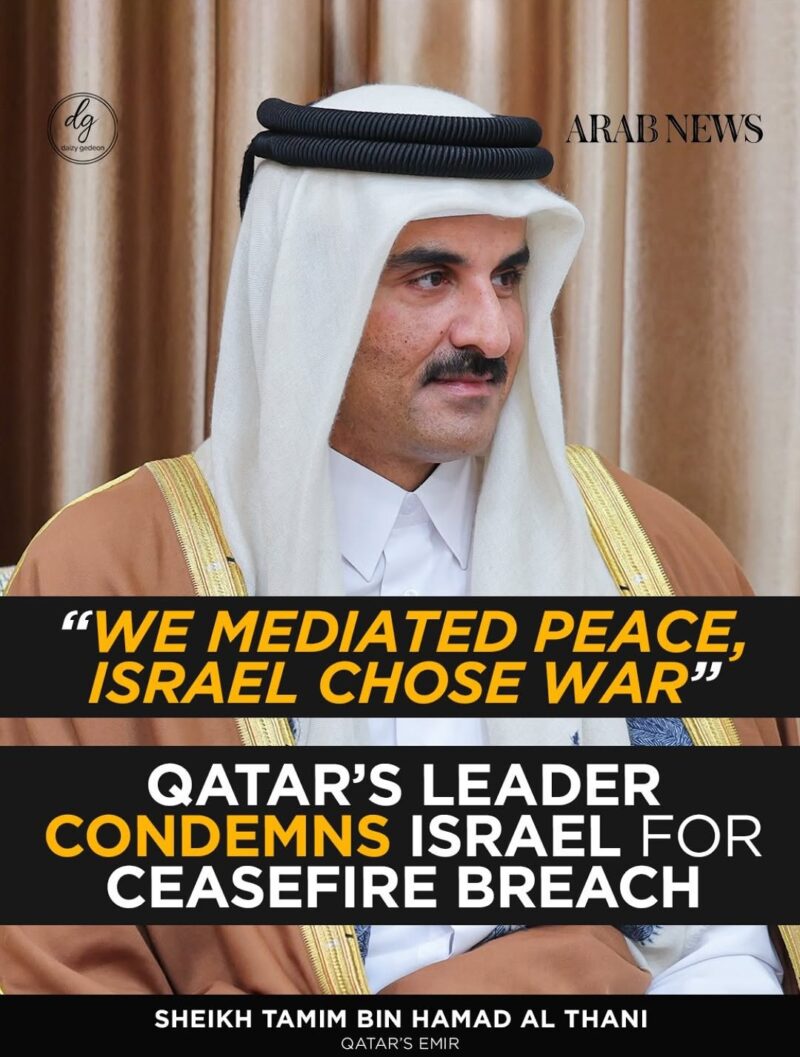 ‘We Mediated Peace, Israel Chose War’: Qatar’s Emir Condemns Israel for Breaking Ceasefire | Arab News