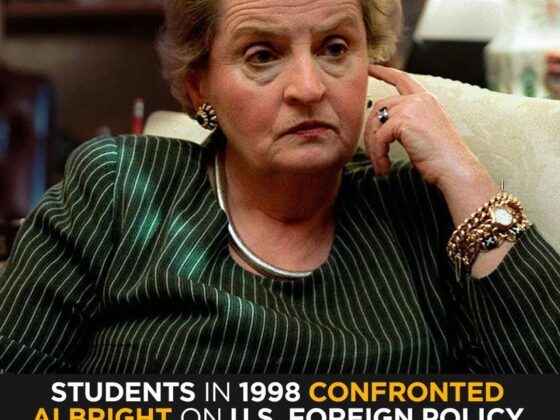 1998 Students Confront Madeleine Albright Over U.S. Arms Used to Bomb Palestinians