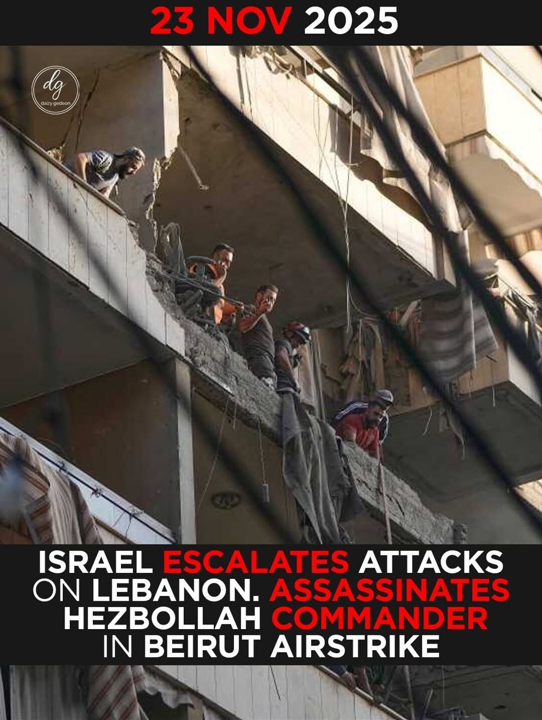 Israel Escalates War on Lebanon, Assassinates Senior Hezbollah Commander in Beirut Airstrike