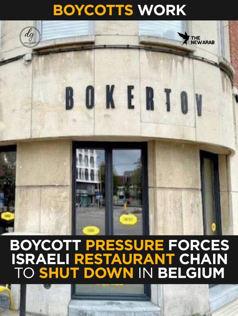 BOYCOTTS WORK: Pressure Forces Israeli Restaurant Chain to Shut Down in Belgium
