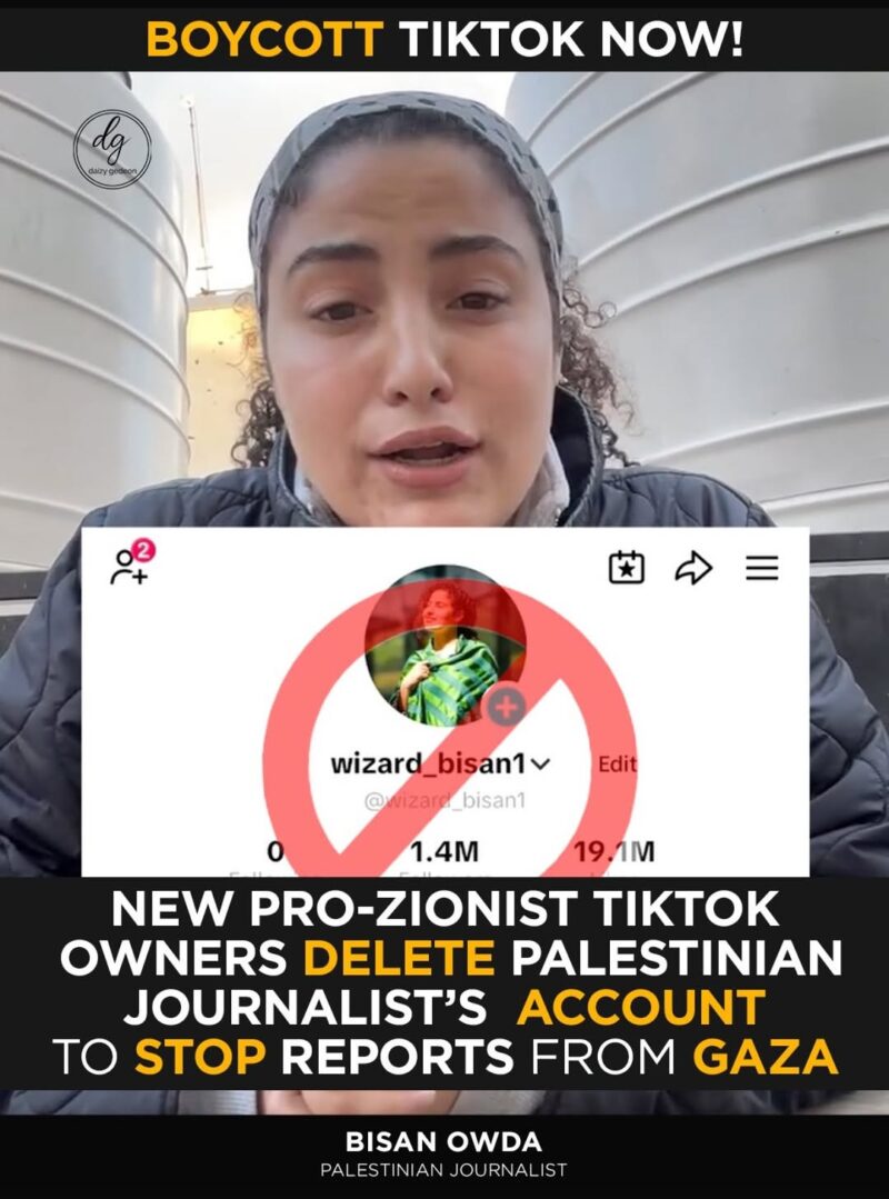 Palestinian Journalist Bisan Owda Banned From TikTok as Reports From Gaza Are Silenced