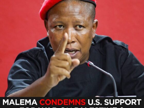 Malema Condemns U.S. Support for War on Palestine, Demands Israeli Embassy Shut in South Africa