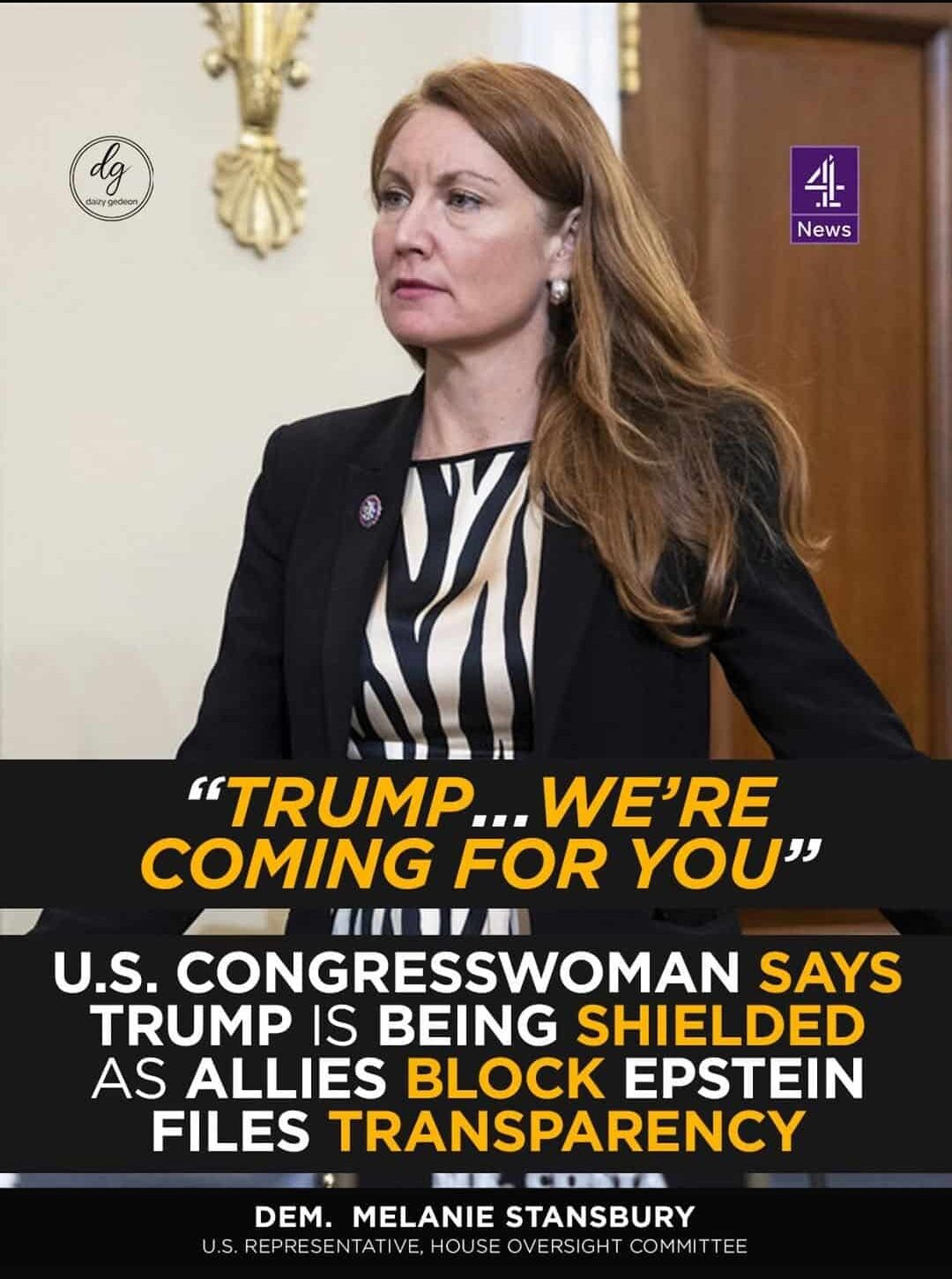 “Trump… We’re Coming for You”: Rep. Melanie Stansbury Says Allies Blocking Epstein Files Transparency