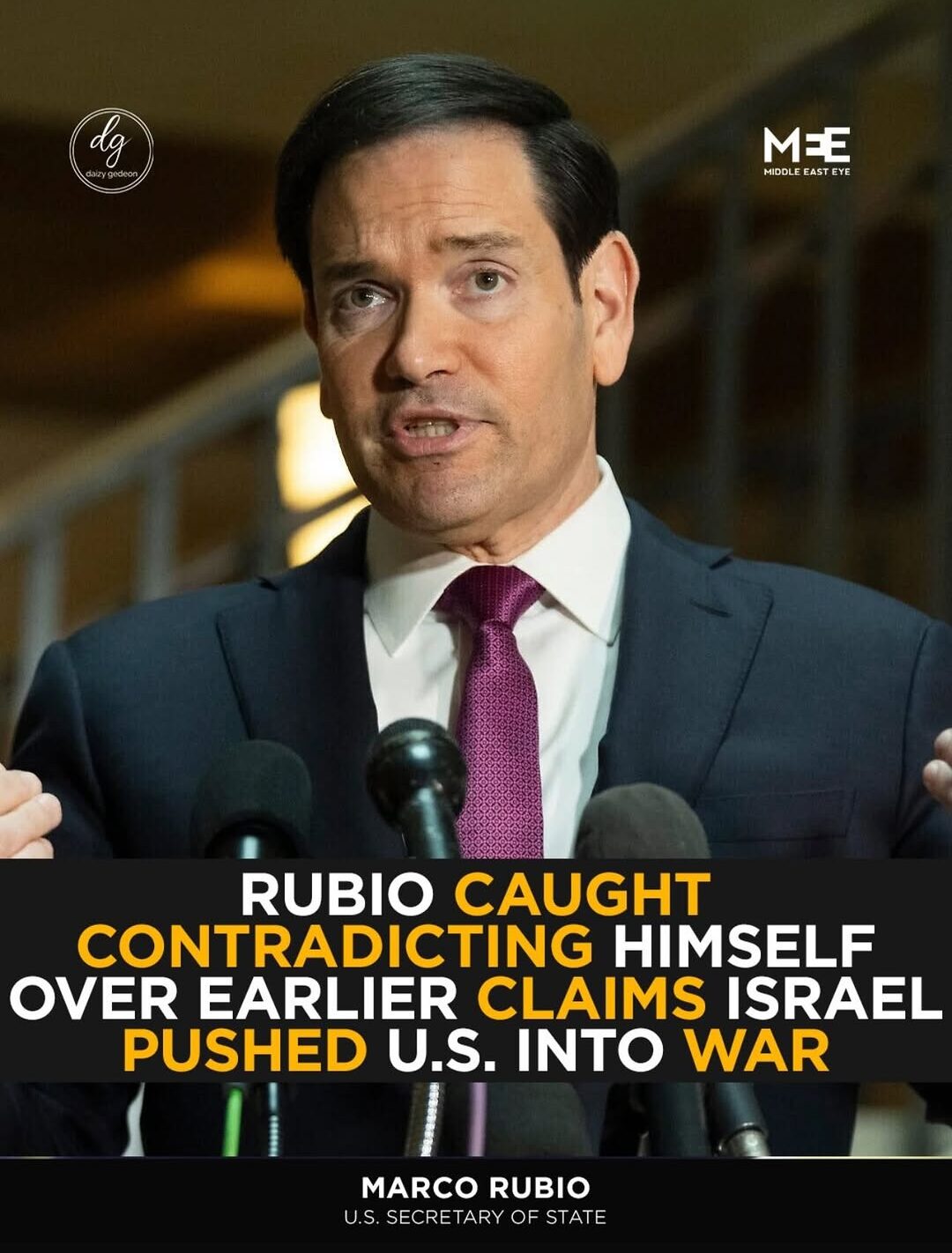Marco Rubio Accused of Contradicting Himself Over Claims Israel Pushed U.S. Into War