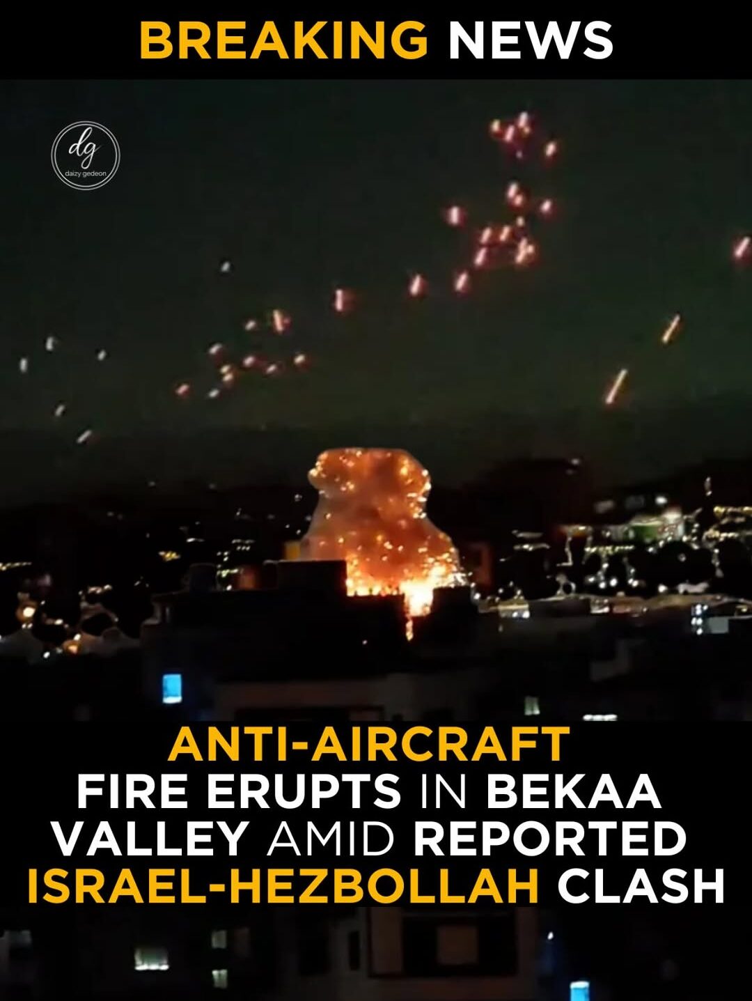 Anti-Aircraft Fire Erupts in Lebanon’s Bekaa Valley Amid Reported Israel-Hezbollah Clash