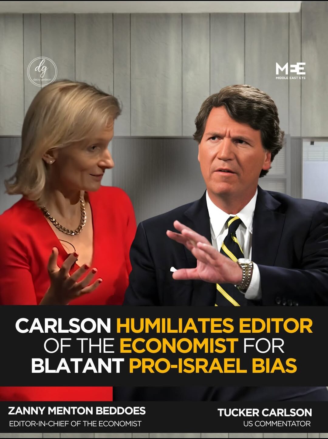 Carlson Challenges Economist Editor Over Alleged Pro-Israel Bias