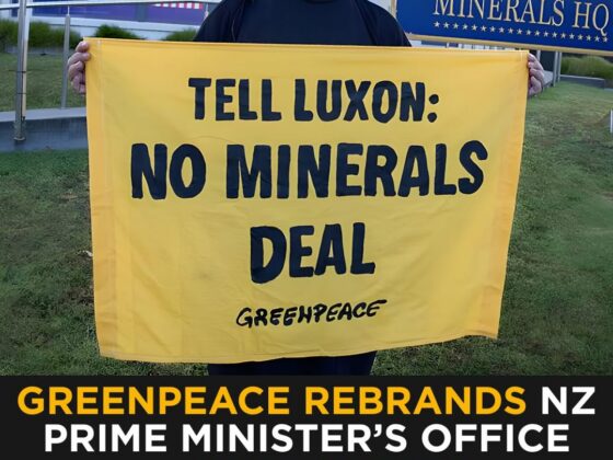 Greenpeace Rebrands NZ Prime Minister’s Office Over Controversial Minerals Deal with Trump