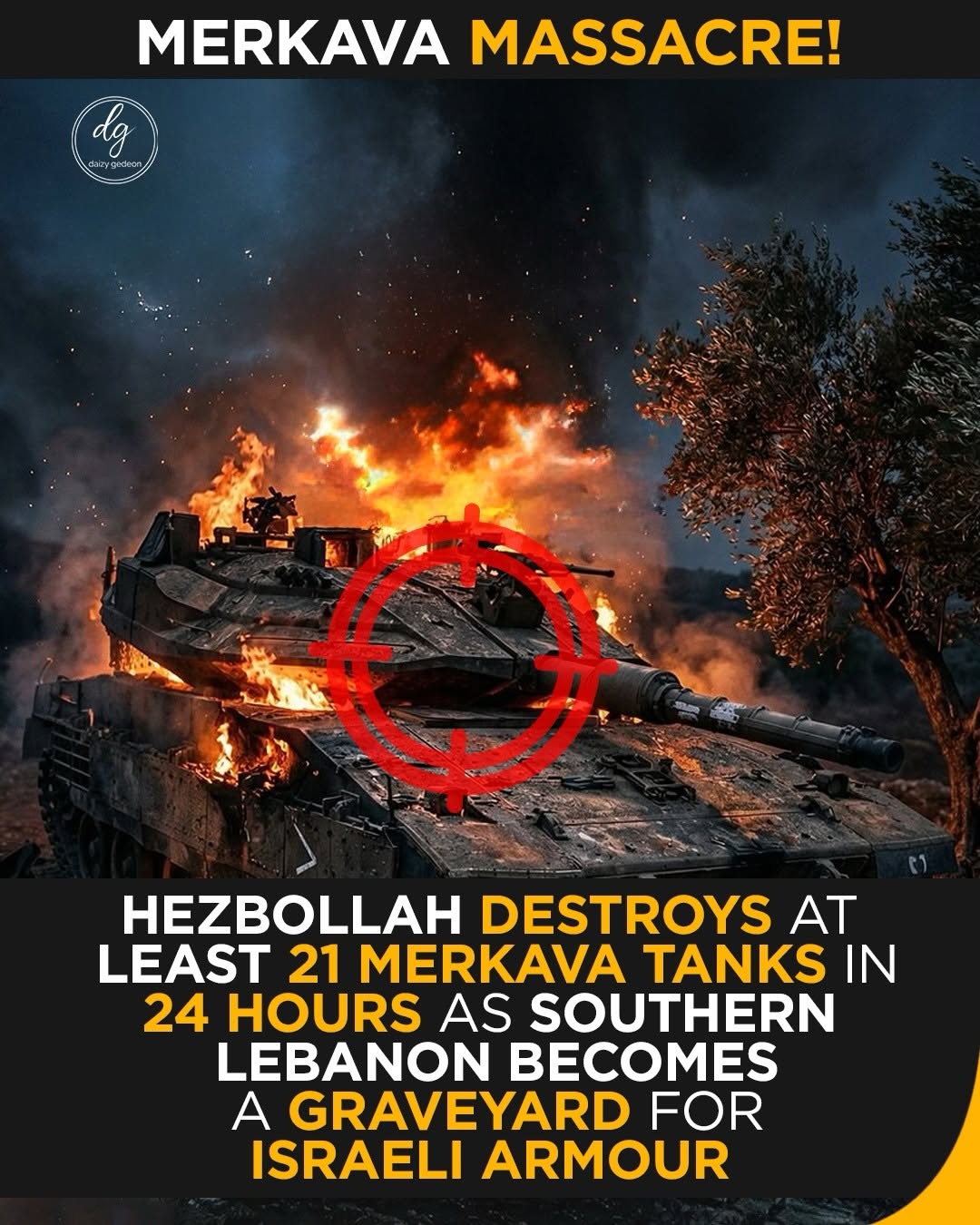 Hezbollah Destroys 21 Israeli Merkava Tanks in 24 Hours — Southern Lebanon Turns Into Armor Graveyard