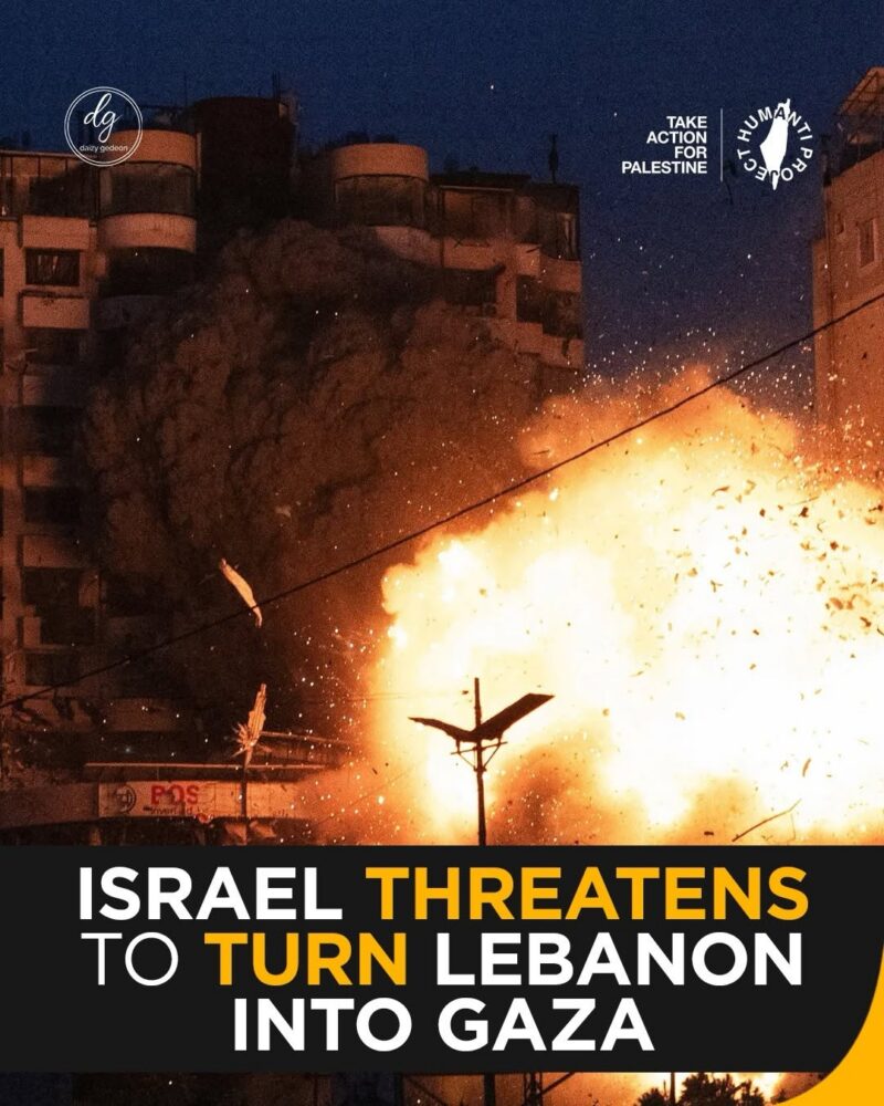 Israel Threatens to Turn Lebanon Into Gaza, Sparking Urgent Calls to Act for Palestine