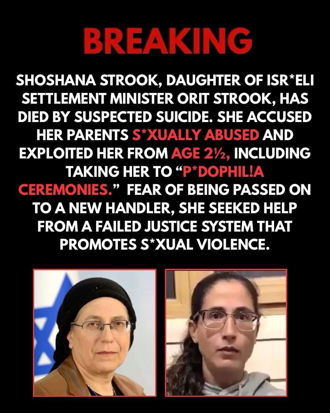 Shoshana Strook, Daughter of Israeli Minister Orit Strook, Found Dead; Allegations Under Investigation