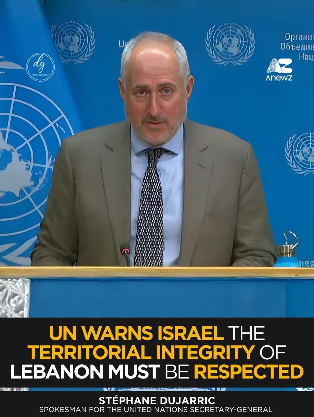 UN Warns Israel to Respect Lebanon’s Territorial Integrity, Spokesman Says