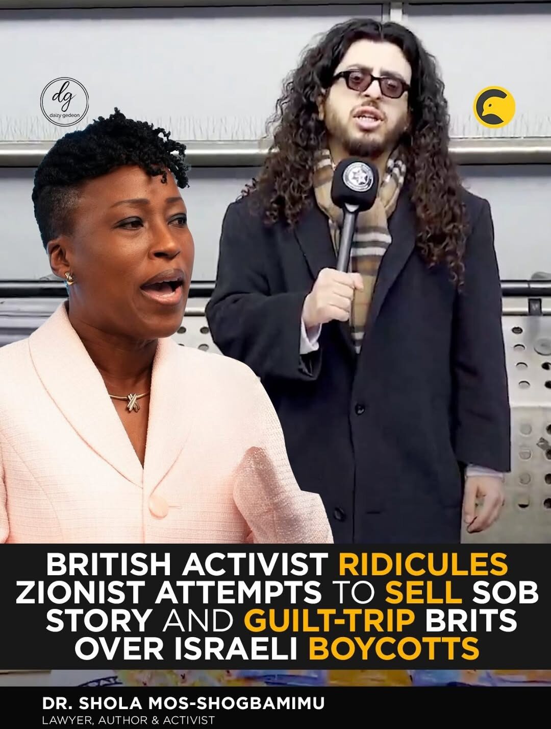 UK Activist Shola Mos-Shogbamimu Criticizes Messaging Around Israel Boycotts