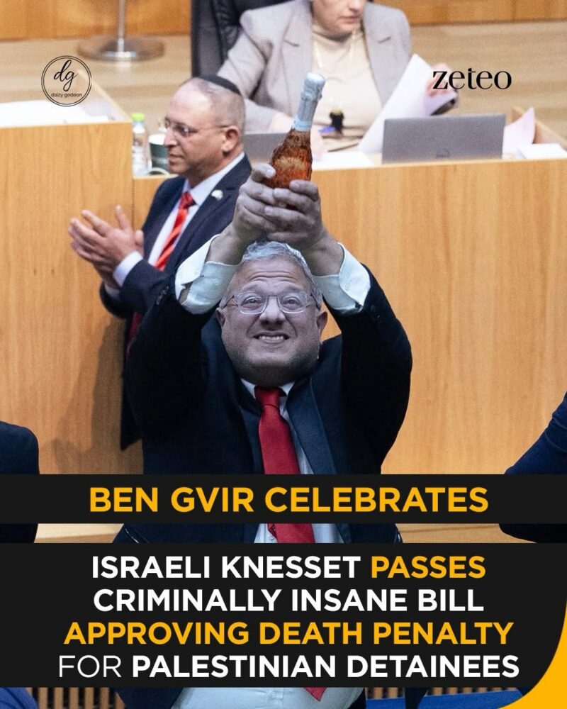 Ben Gvir Celebrates as Israeli Knesset Passes Death Penalty Bill for Palestinian Detainees