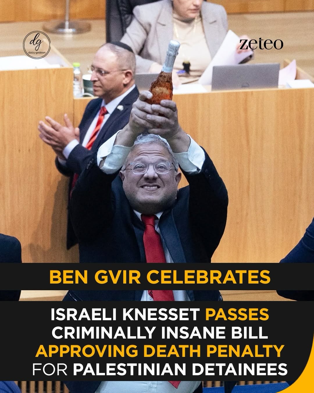 Ben Gvir Celebrates as Israeli Knesset Passes Death Penalty Bill for Palestinian Detainees