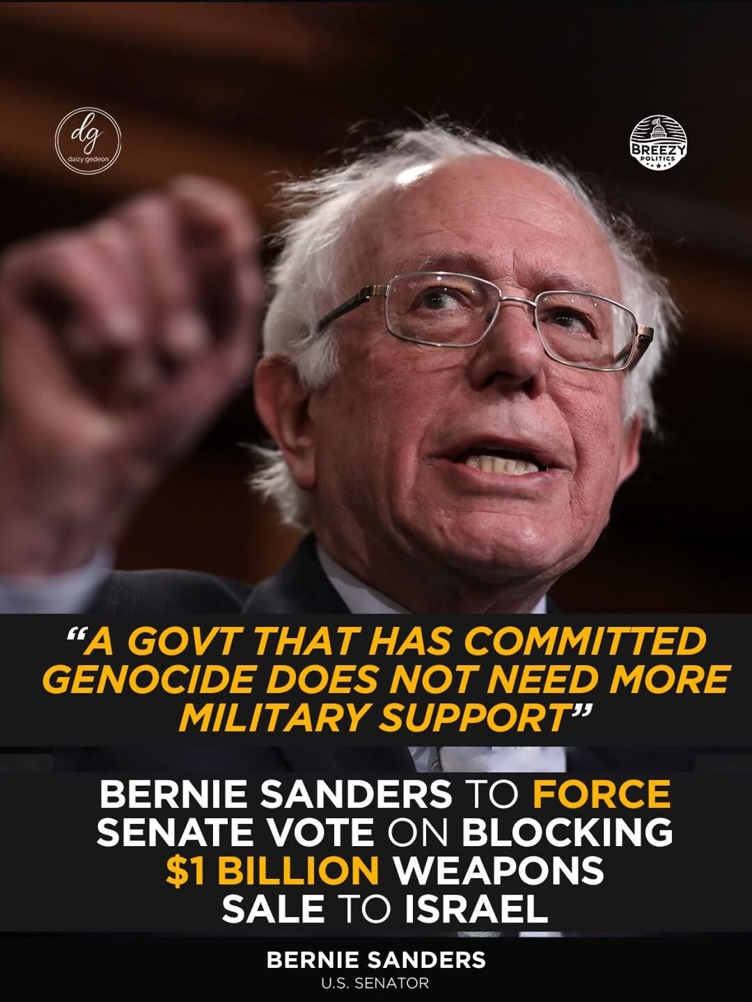 Bernie Sanders Pushes Senate Vote to Block $1B Weapons Sale to Israel