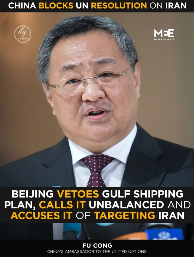 China Blocks UN Resolution on Iran, Calls Gulf Shipping Plan ‘Unbalanced’