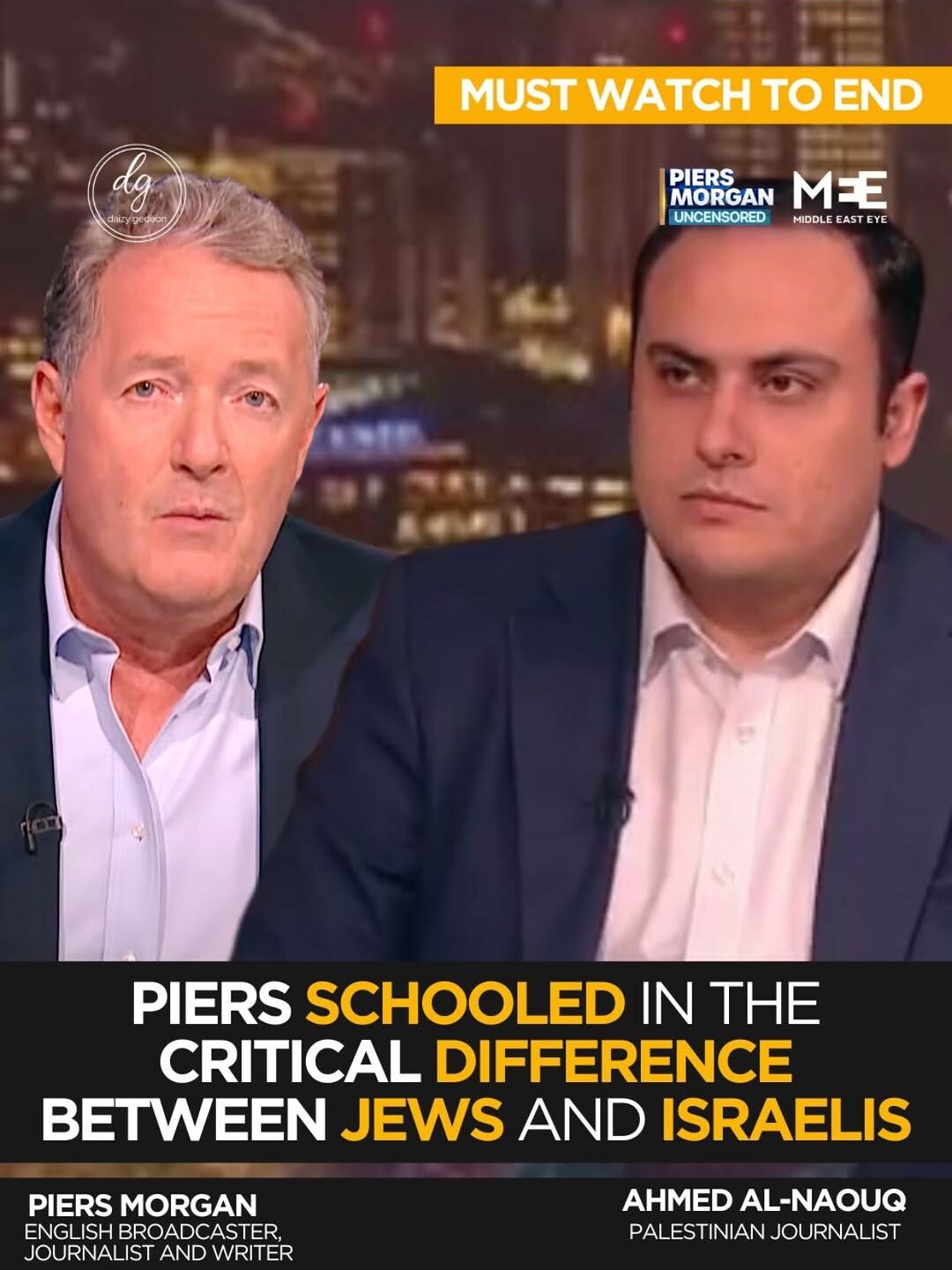 Piers Morgan Challenged on Difference Between Jews and Israelis