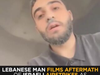Lebanese Man Films Aftermath of Israeli Airstrikes as Rescuers Race to Save Civilians