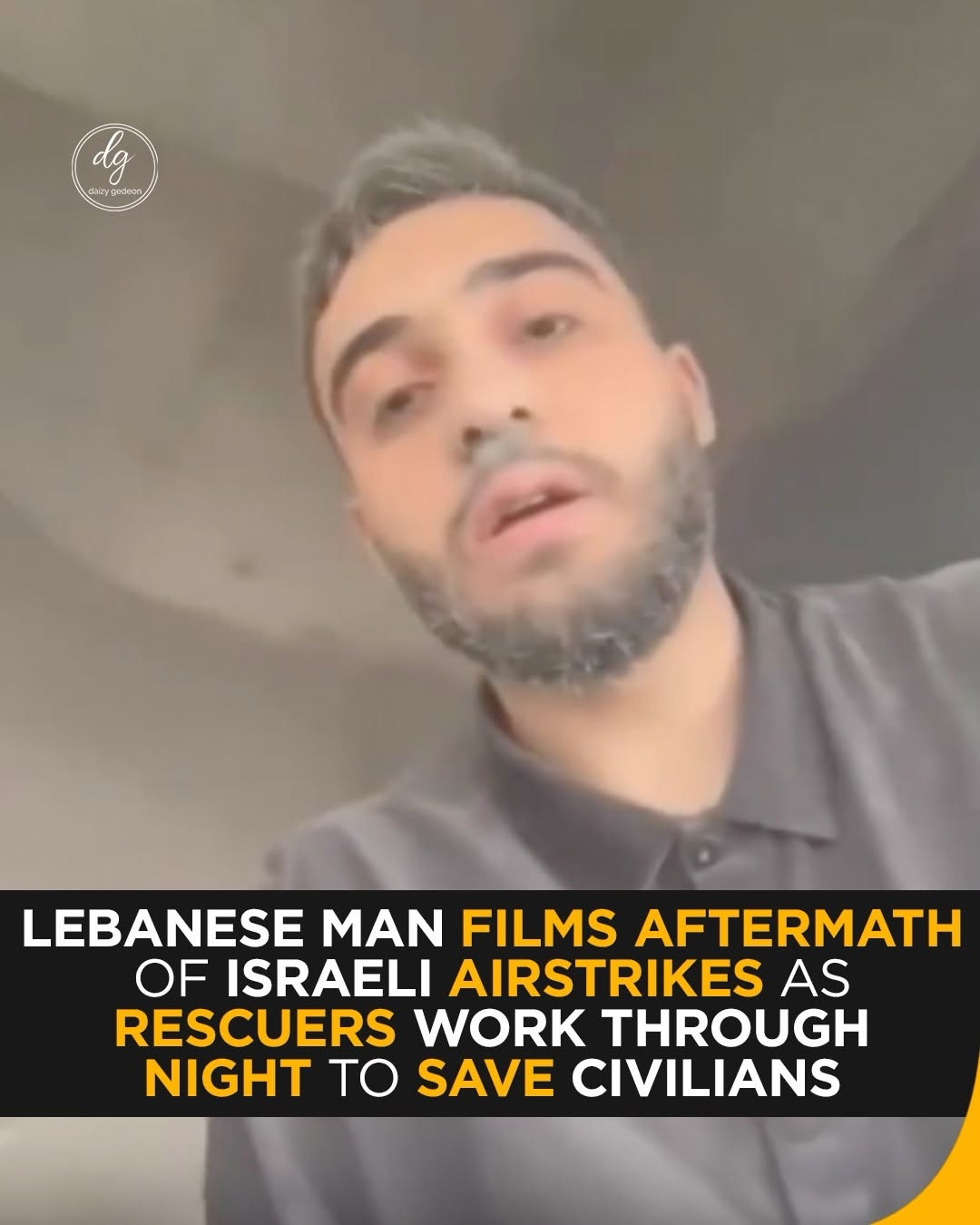 Lebanese Man Films Aftermath of Israeli Airstrikes as Rescuers Race to Save Civilians