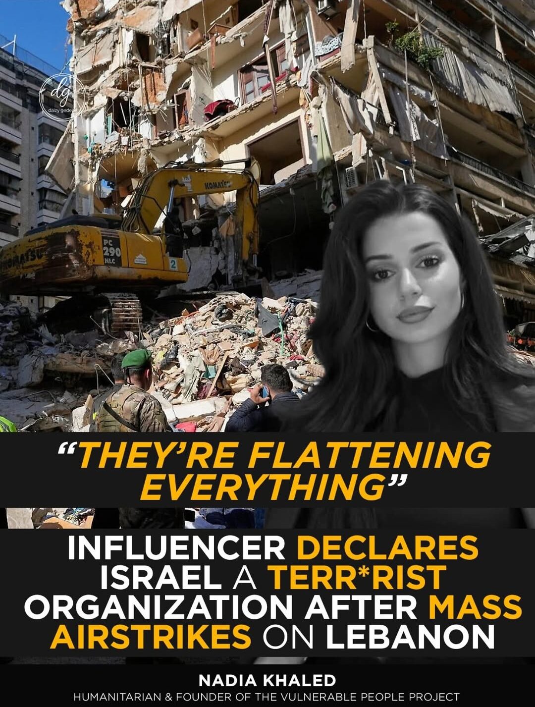 Nadia Khaled Calls Israel a “Terrorist Organization” After Lebanon Strikes