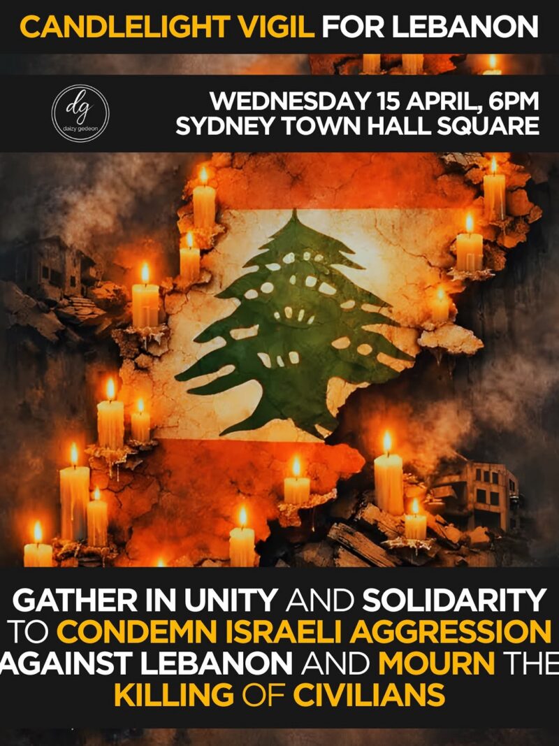 Sydney Candlelight Vigil for Lebanon Set for April 15 at Town Hall Square