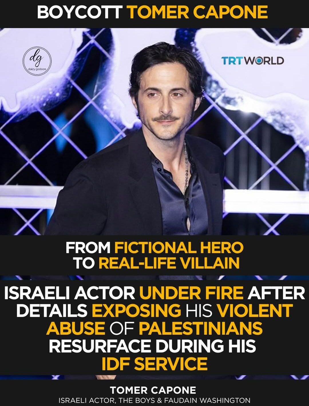 Tomer Capone Faces Backlash Over IDF Comments as The Boys Boycott Grows