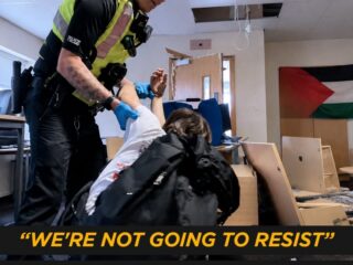 Protesters Raid Israeli Military Supplier in Aberdeen, Occupy Site for Six Hours Until Police Arrive 2 Protesters Raid Israeli Military Supplier in Aberdeen, Occupy Site for Six Hours Until Police Arrive